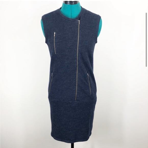 J brand Chatelet wool blend navy zipper dress - Picture 4 of 13